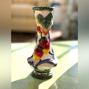 Fitz And Floyd Florentine Fruit Porcelain Bud Vase Strawberries Vintage